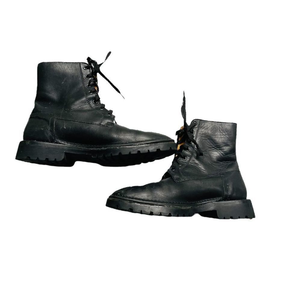 BALLY Rare Vintage Bally Black Leather Lace Up Combat Boots Size 7
